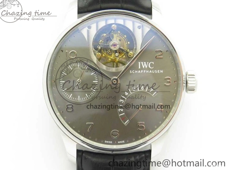 MIROTIME 0106 Portuguese Tourbillon IW5046 SS ZF Best Edition Gray Dial on Black Leather Strap SunProtective 7147